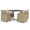 vidaXL Ensemble &agrave; manger de jardin et coussins 5 pcs Poly rotin Beige