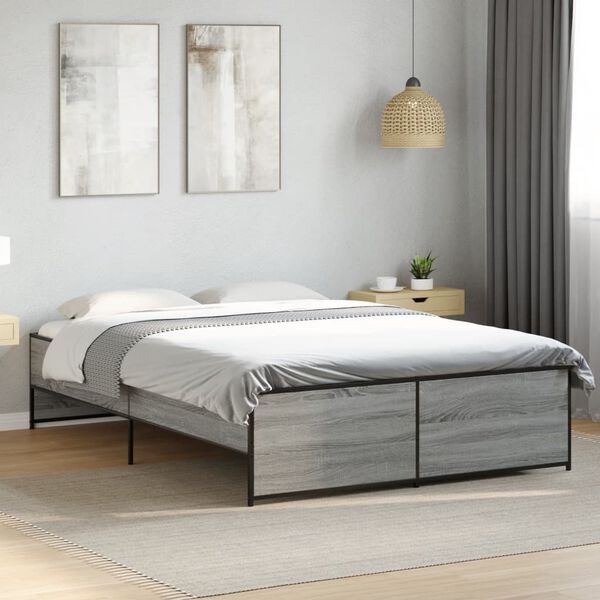 vidaXL Cadre de lit sans matelas sonoma gris 140x190 cm