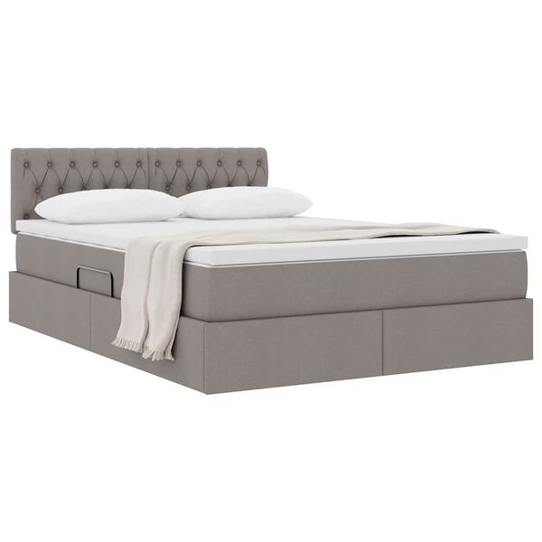 vidaXL Lit avec rangement et matelas avec matelas Taupe 140 x 200 cm