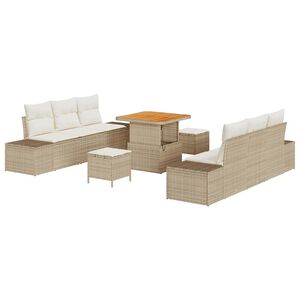 vidaXL Ensemble de canap&eacute; de jardin 9 pc 8-Nombre de places Beige