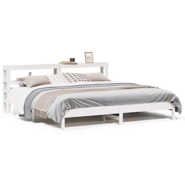 vidaXL Cadre de lit sans matelas blanc 200x200 cm bois massif de pin