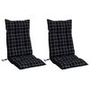 vidaXL Coussins de chaise &agrave; dossier haut lot de 2 motif carreaux noir