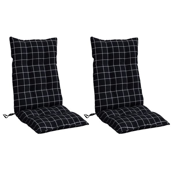 vidaXL Coussins de chaise &agrave; dossier haut lot de 2 motif carreaux noir