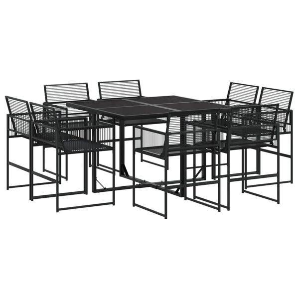 vidaXL Ensemble à manger de jardin 9 pcs Noir Résine tressée