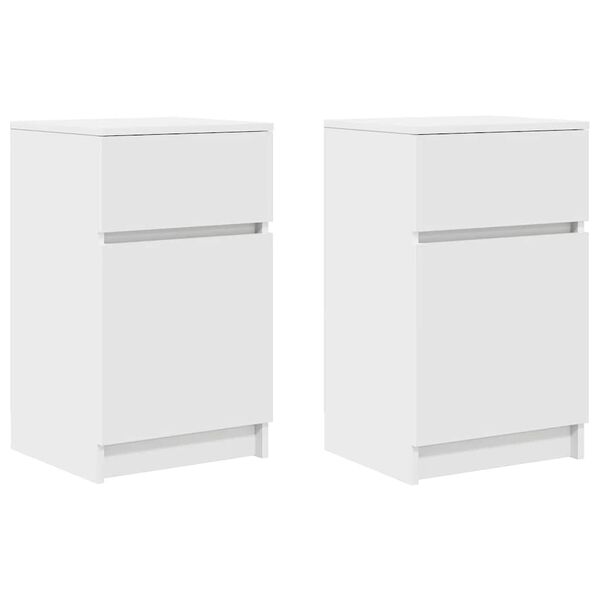 vidaXL Tables de chevet 2 pcs blanc 39x35x65 cm bois d’ingénierie
