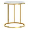 vidaXL Table d'appoint Dor&eacute; et marbre blanc 45 cm Verre tremp&eacute;