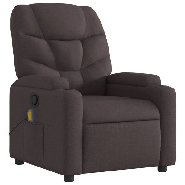 vidaXL Fauteuil de massage inclinable Marron fonc&eacute; Tissu