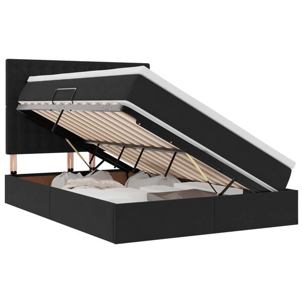 vidaXL Lit avec rangement et matelas Noir 140 x 190 cm Velours