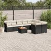 vidaXL Salon de jardin 10 pcs avec coussins noir résine tressée