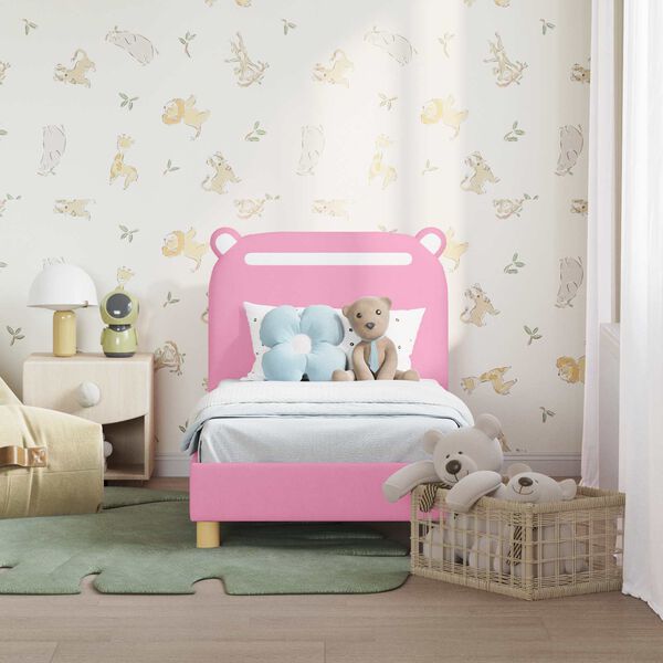 vidaXL Cadre de lit pour tout-petit avec tête de lit Rose 70 x 140 cm