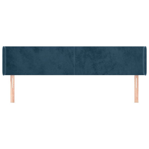 vidaXL T&ecirc;te de lit avec oreilles Bleu fonc&eacute; 163x16x78/88 cm Velours