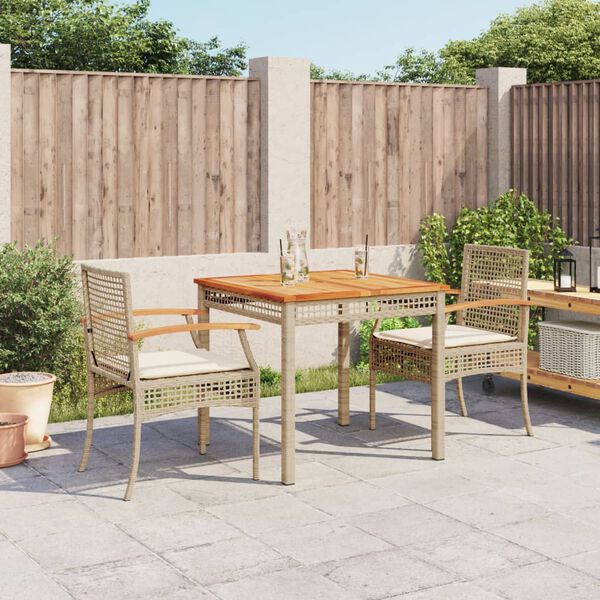 vidaXL Ensemble à manger de jardin avec coussins 5pcs Beige poly rotin