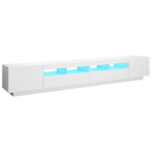 vidaXL Meuble TV avec lumi&egrave;res LED Blanc 260x35x40 cm