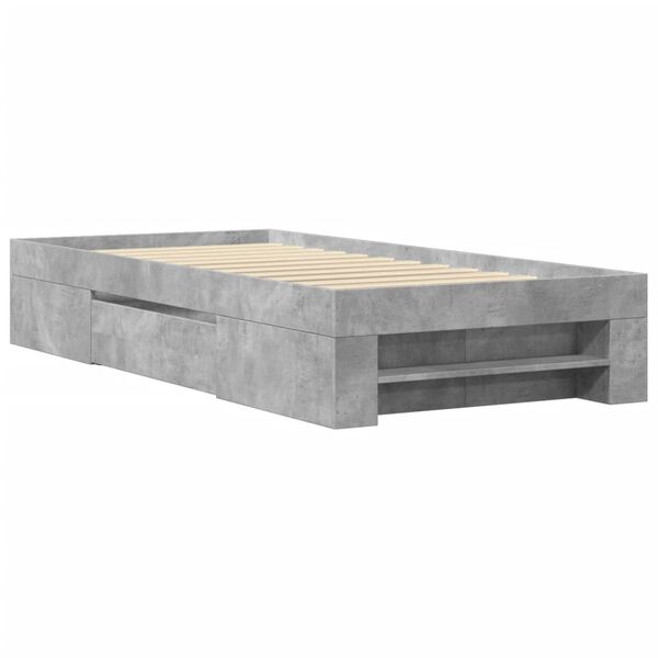 vidaXL Cadre de lit sans matelas gris b&eacute;ton 90x190cm bois d'ing&eacute;nierie