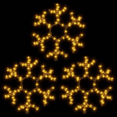 vidaXL Flocons de neige de Noël avec LED 3 pcs Blanc chaud 38x37 cm