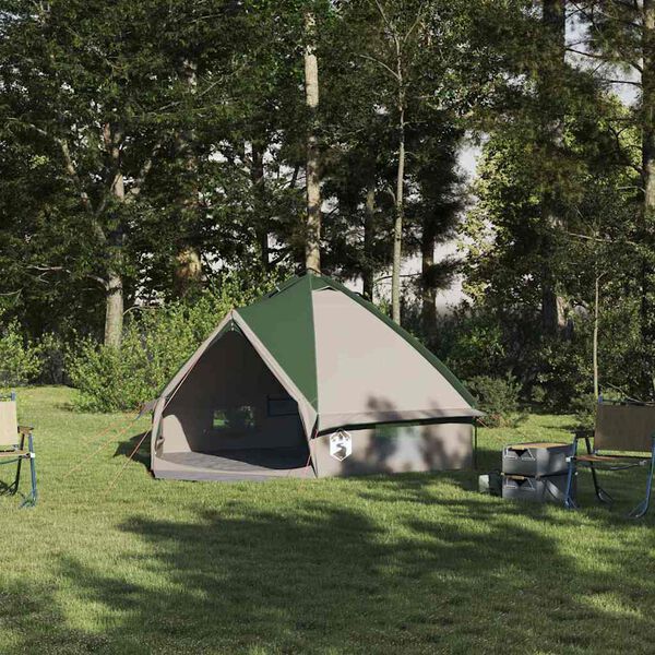 vidaXL Tente tipi avec toit avec &eacute;vent Vert et gris 490 x 410 x 210 cm