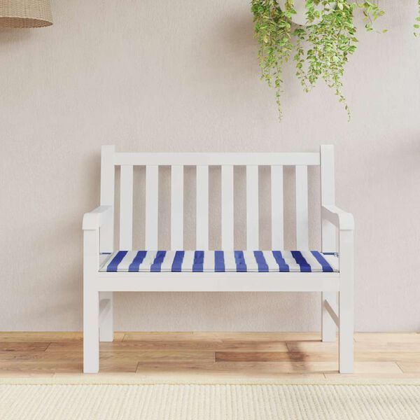 vidaXL Coussin de banc de jardin rayures bleues et blanches 120x50x4cm