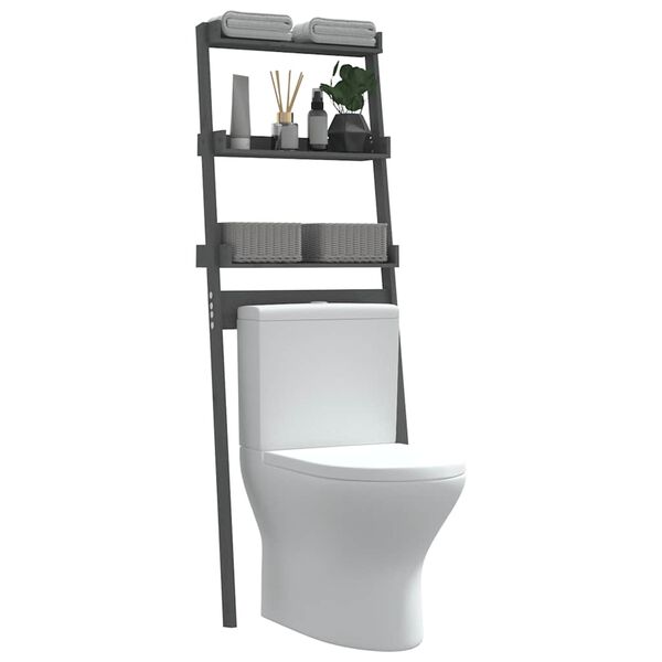 vidaXL &Eacute;tag&egrave;re de toilette Gris 63,5x32x179 cm Bois de pin massif