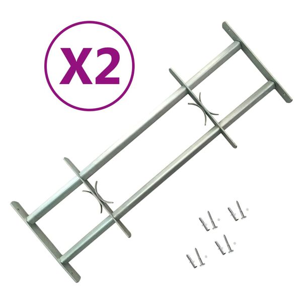 vidaXL Grilles r&eacute;glables de s&eacute;curit&eacute; de fen&ecirc;tres 2 pcs 1000-1500 mm