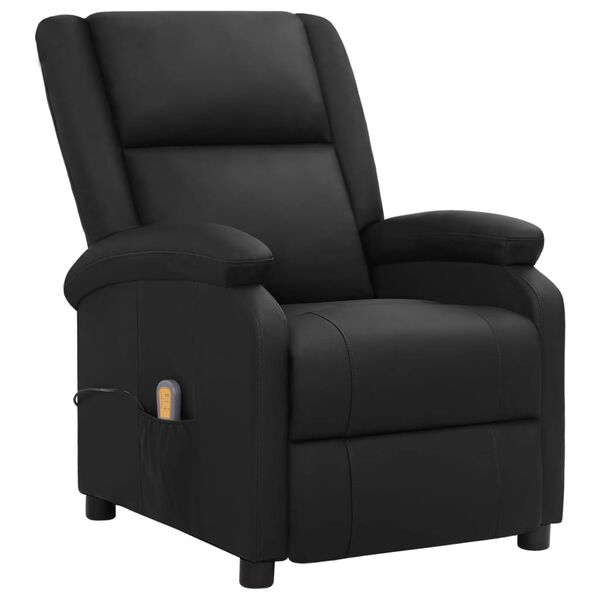 vidaXL Fauteuil de massage noir cuir véritable