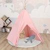 vidaXL Tente tipi d'enfants avec sac Peau de p&ecirc;che Rose 120x120x150 cm