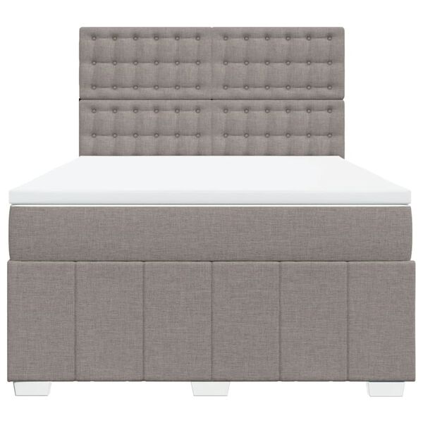 vidaXL Sommier &agrave; lattes de lit avec matelas Taupe 140x190 cm Tissu