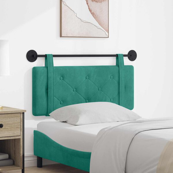 vidaXL T&ecirc;te de lit suspendue Turquoise 110 x 55 x 5 cm Velours