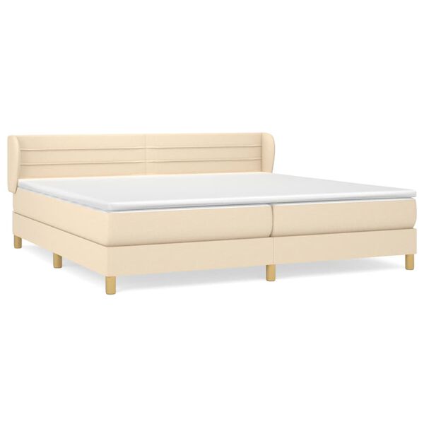 vidaXL Sommier &agrave; lattes de lit avec matelas Cr&egrave;me 200x200 cm Tissu