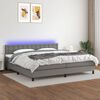 vidaXL Sommier &agrave; lattes de lit et matelas et LED Gris fonc&eacute; 200x200 cm