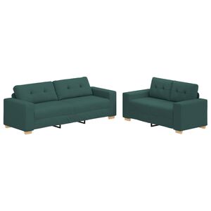 vidaXL Canap&eacute; 2 pc Vert fonc&eacute; Tissu en lin m&eacute;lang&eacute;