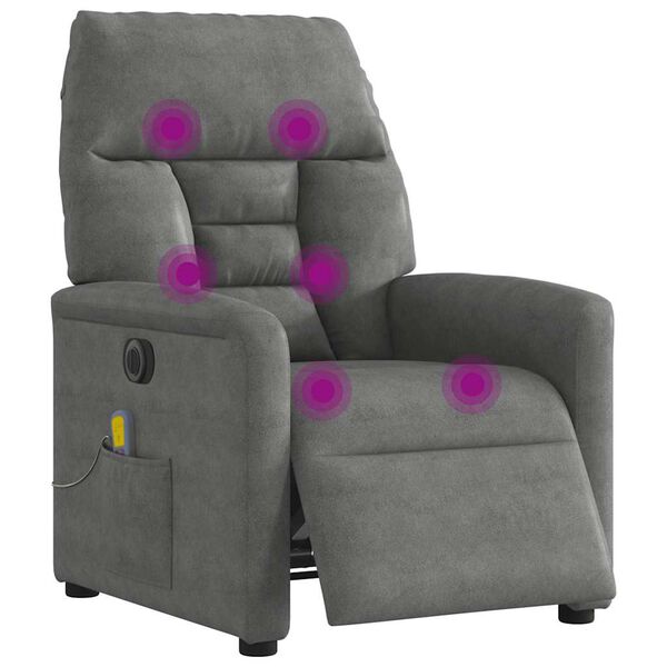vidaXL Fauteuil inclinable de massage &eacute;lectrique gris fonc&eacute;
