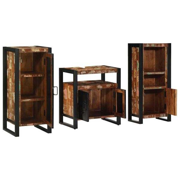vidaXL Ensemble de mobilier de salle de bain 3 pcs Bois Recyclé Solide