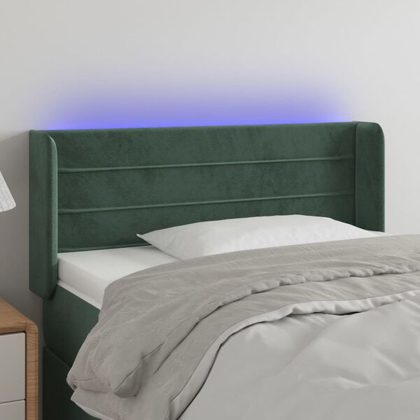 vidaXL T&ecirc;te de lit &agrave; LED Vert fonc&eacute; 83x16x78/88 cm Velours