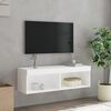 vidaXL Meuble TV avec lumi&egrave;res LED blanc 100x30x30 cm