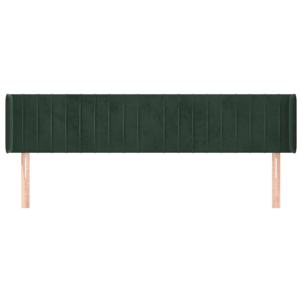 vidaXL T&ecirc;te de lit avec oreilles Vert fonc&eacute; 163x16x78/88 cm Velours