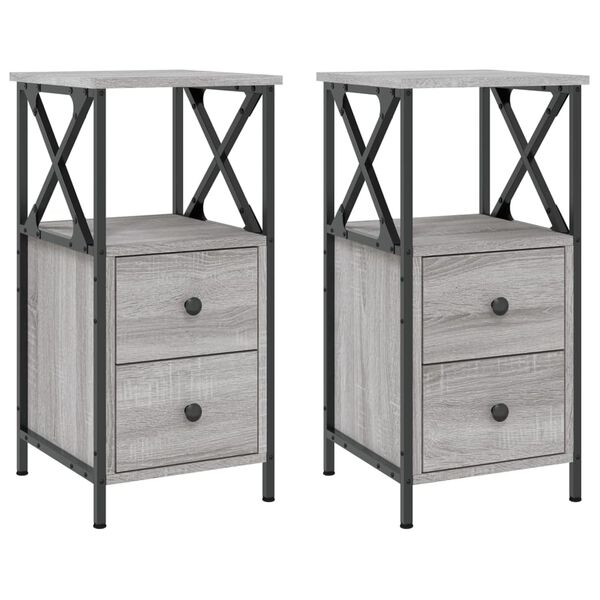 vidaXL Tables de chevet 2 pcs sonoma gris 34x35,5x70cm bois ing&eacute;nierie
