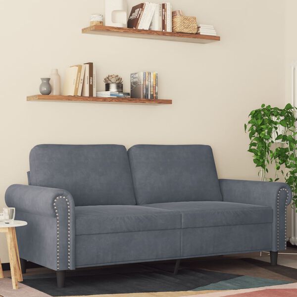 vidaXL Canap&eacute; &agrave; 2 places Gris fonc&eacute; 140 cm Velours