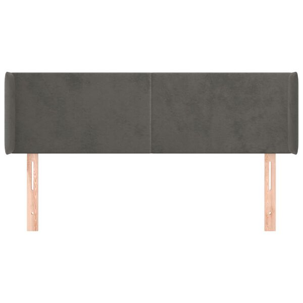 vidaXL Tête de lit avec oreilles Gris foncé 147x16x78/88 cm Velours