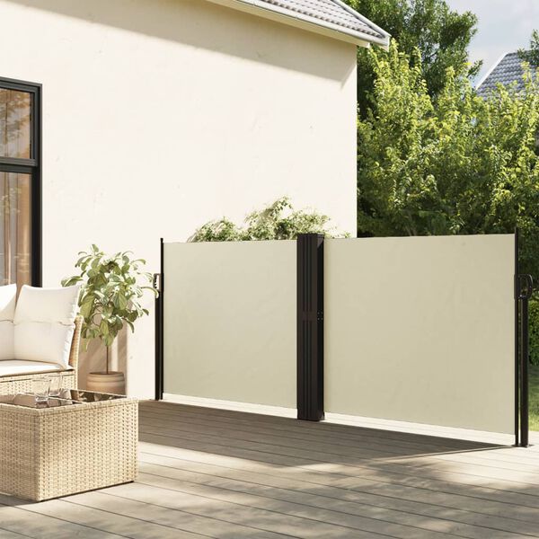 vidaXL Auvent latéral rétractable crème 140x600 cm