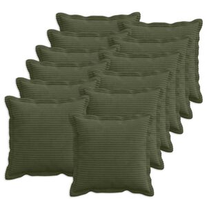 vidaXL Housse de coussin 12 pc HOUTEN Vert 40 x 40 cm velours c&ocirc;tel&eacute;