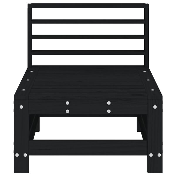 vidaXL Canapé central de jardin noir bois de pin massif