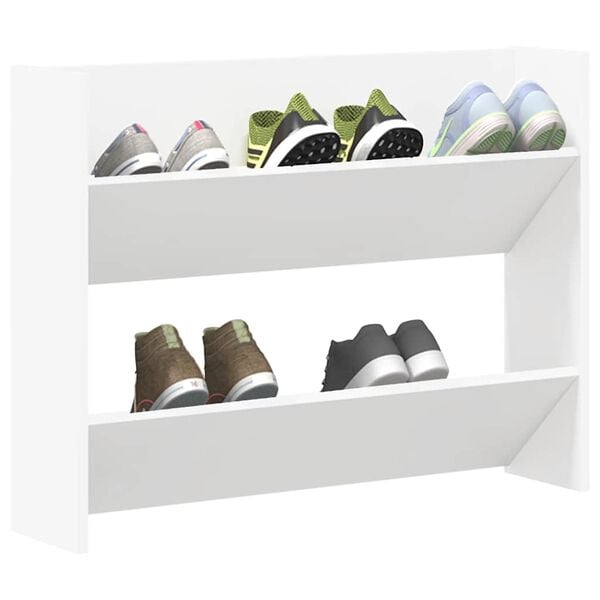 vidaXL Armoire &agrave; chaussures murale Blanc 80x18x60 cm Agglom&eacute;r&eacute;