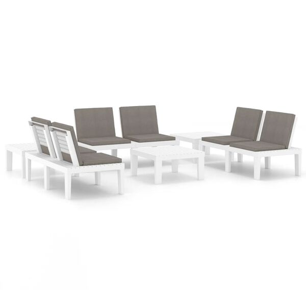 vidaXL Salon de jardin 6 pcs avec coussins Plastique Blanc