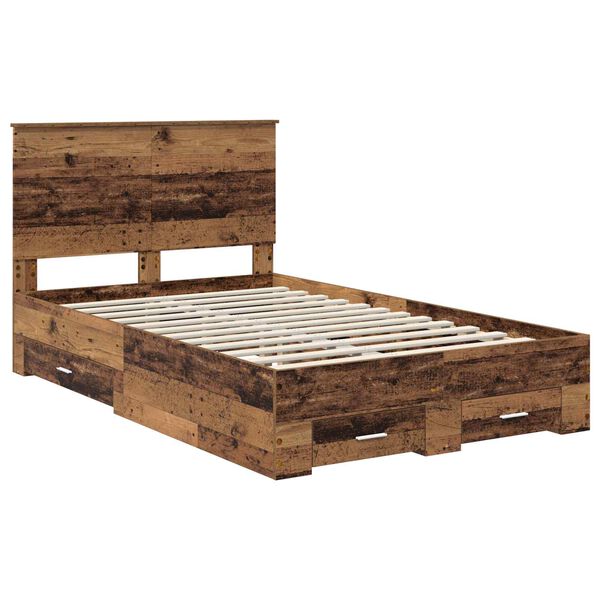 vidaXL Cadre de lit Bois ancien 120 x 190 cm Bois d'ing&eacute;nierie