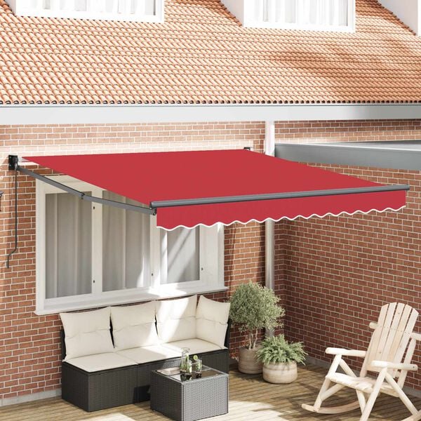 vidaXL Auvent R&eacute;tractable Rouge 350 x 250 cm Polyester et Aluminium