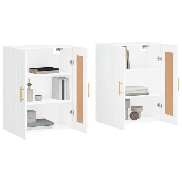 vidaXL Armoires murales 2 pcs blanc bois d'ing&eacute;nierie