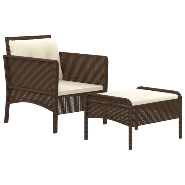vidaXL Salon de jardin 2 pcs avec coussins Marron Résine tressée