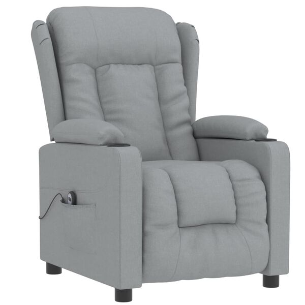 vidaXL Fauteuil inclinable &eacute;lectrique Gris clair Tissu