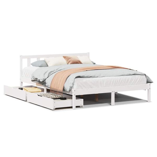 vidaXL Cadre de lit sans matelas blanc 150x200 cm bois de pin massif