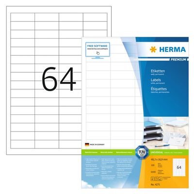 HERMA Étiquettes permanentes PREMIUM A4 48,3x16,9 mm 100 Feuilles